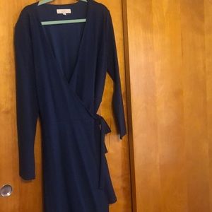 Navy Blue Comfortable Wrap Dress - The Loft